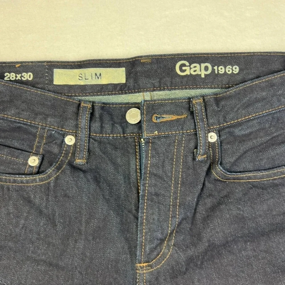 Gap 1969 Jeans Men 28 x30 Black Denim‎ Pants Slim Fit